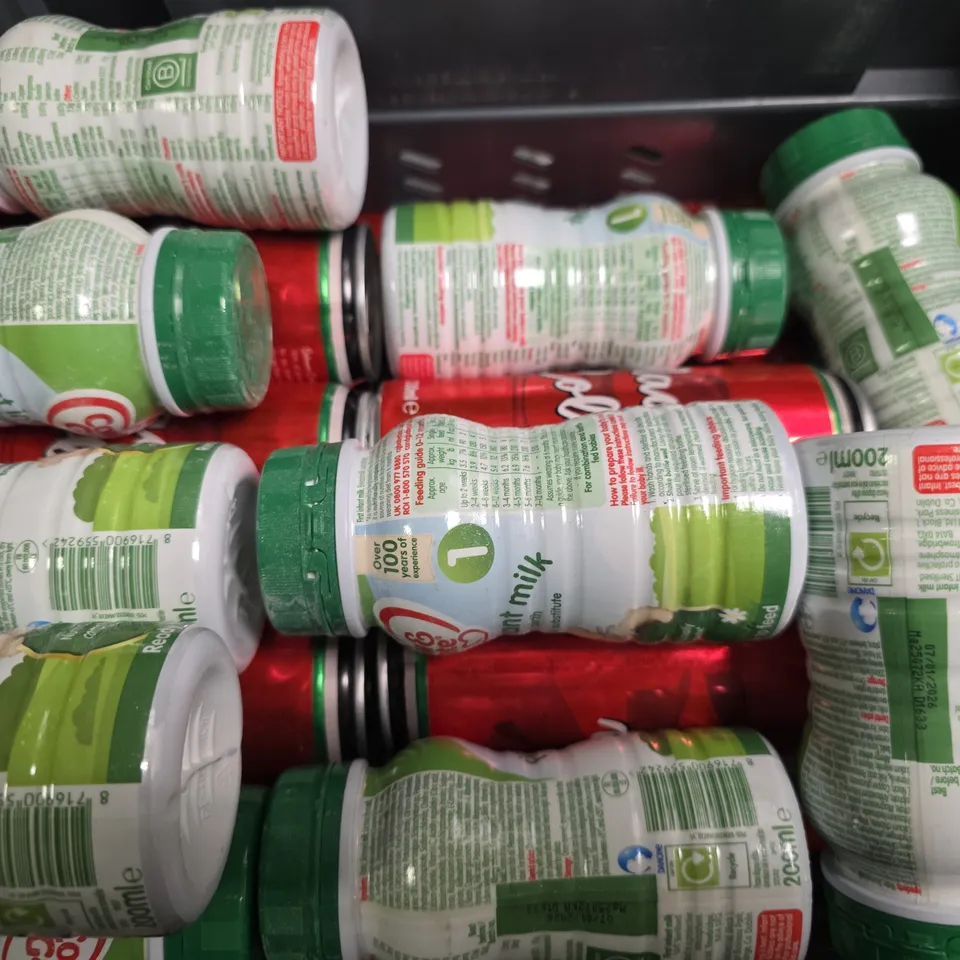 APPROXIMATELY 15 ASSORTED DRINKS ITEMS TO INCLUDE - SALAAM COLA , COW & GATE INFANT MILK 