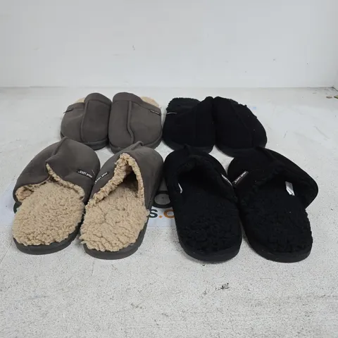 SET OF 4 ASSORTED MUK LUKS SLIPPERS (UK SIZE 9 + 10)