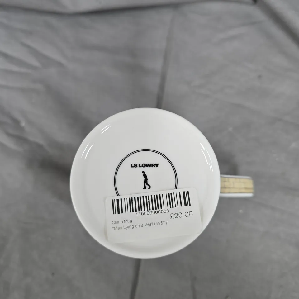 LS LOWRY CHINA MUG – MAN LYING ON A WALL (DESIGN