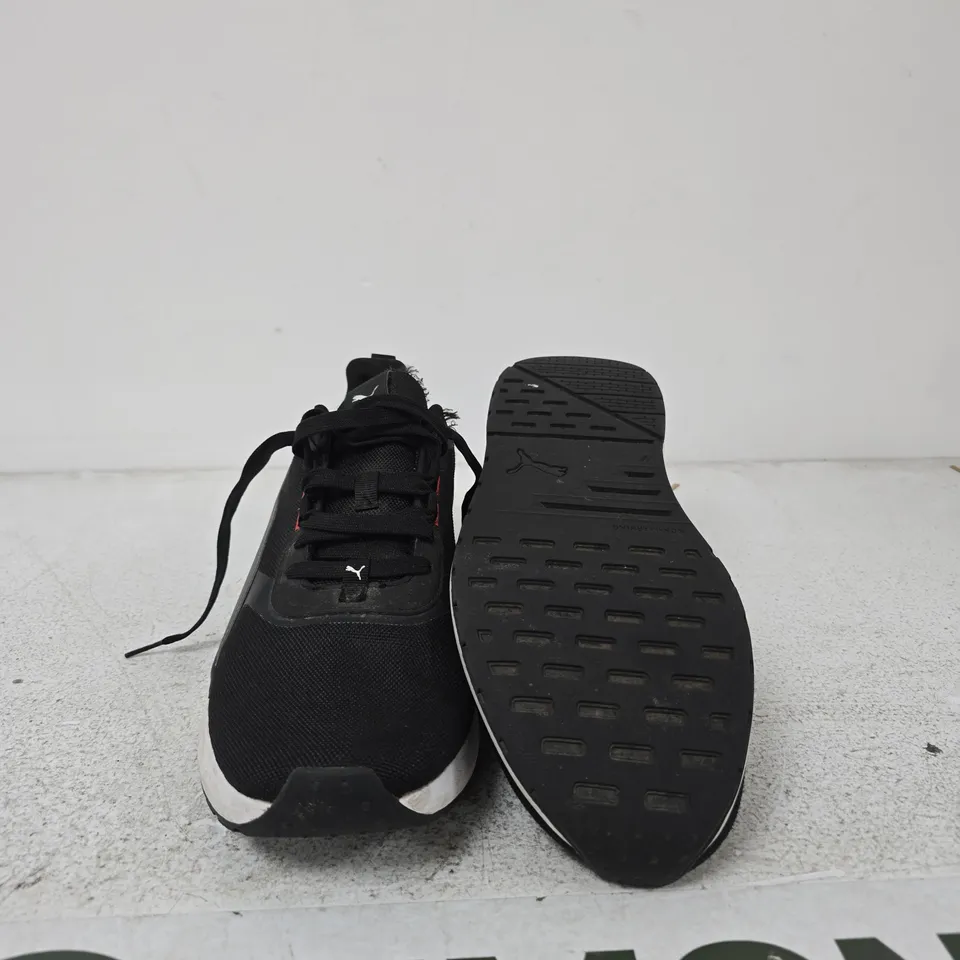 PUMA SNEAKERS – UK 12, BLACK WITH GREY STRIPE (MEN'S)