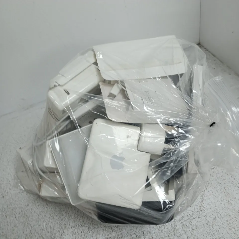 BAG CONTAINING ARE LARGE NUMBER OF APPLE PRODUCTS INCLUDING AIRPODS, WIRES, PLUGS ETC.