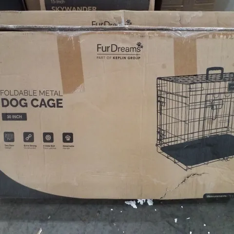 BOXED FURDREAMS 30" FOLDING METAL DOG CAGE