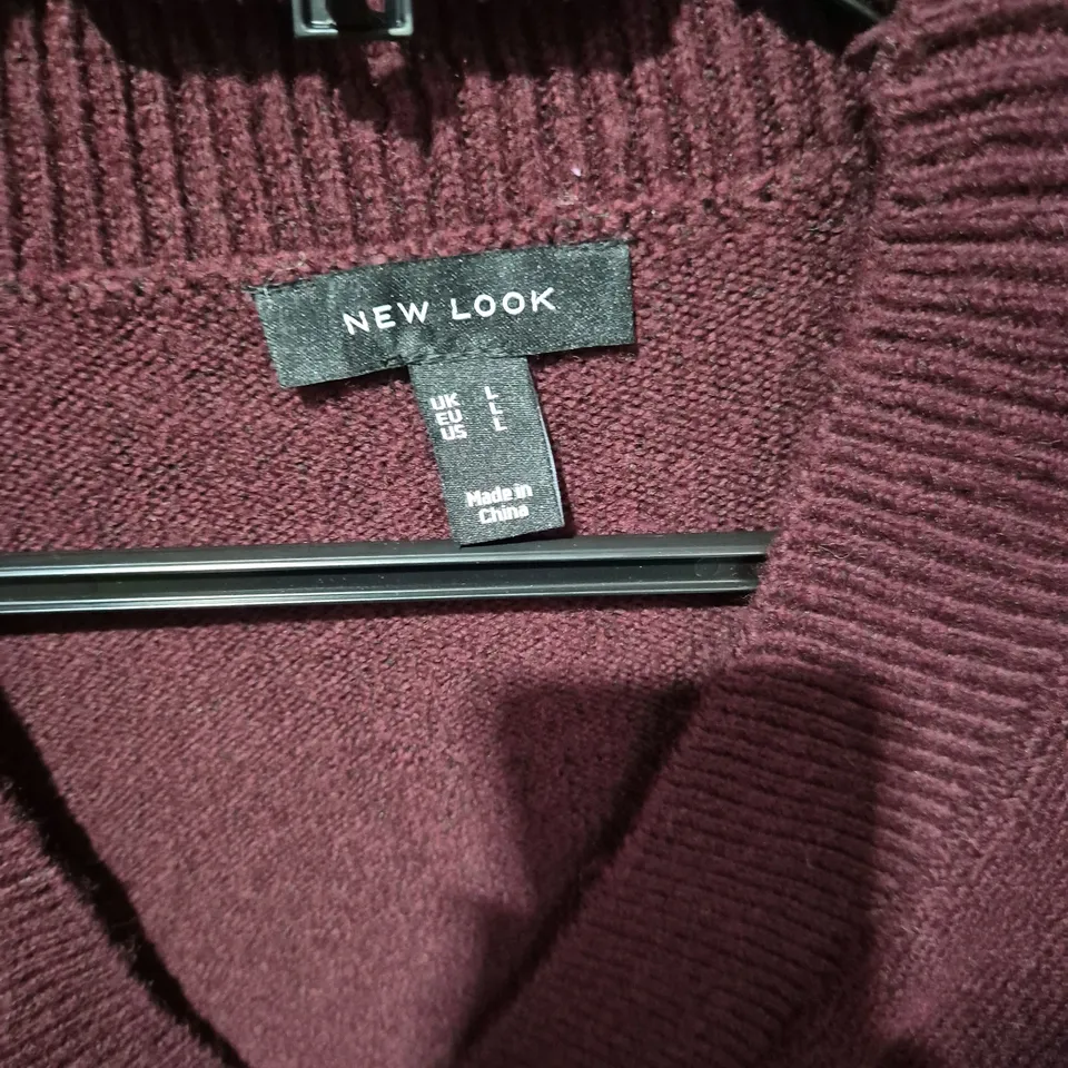 NEW LOOK BURGUNDY V-NECK KNIT SWEATER – UK L