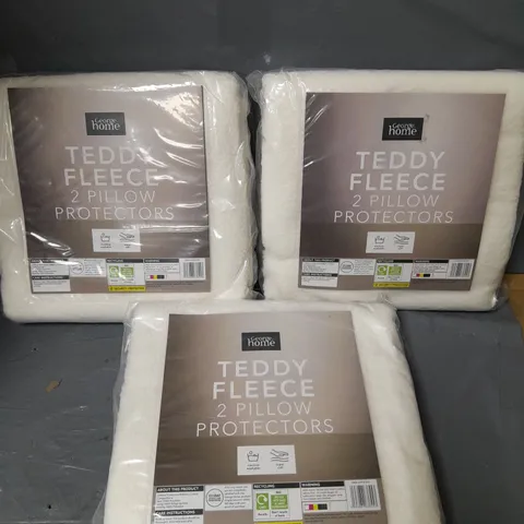 LOT OF 3 TEDDY FLEECE PILLOW PROTECTORS 
