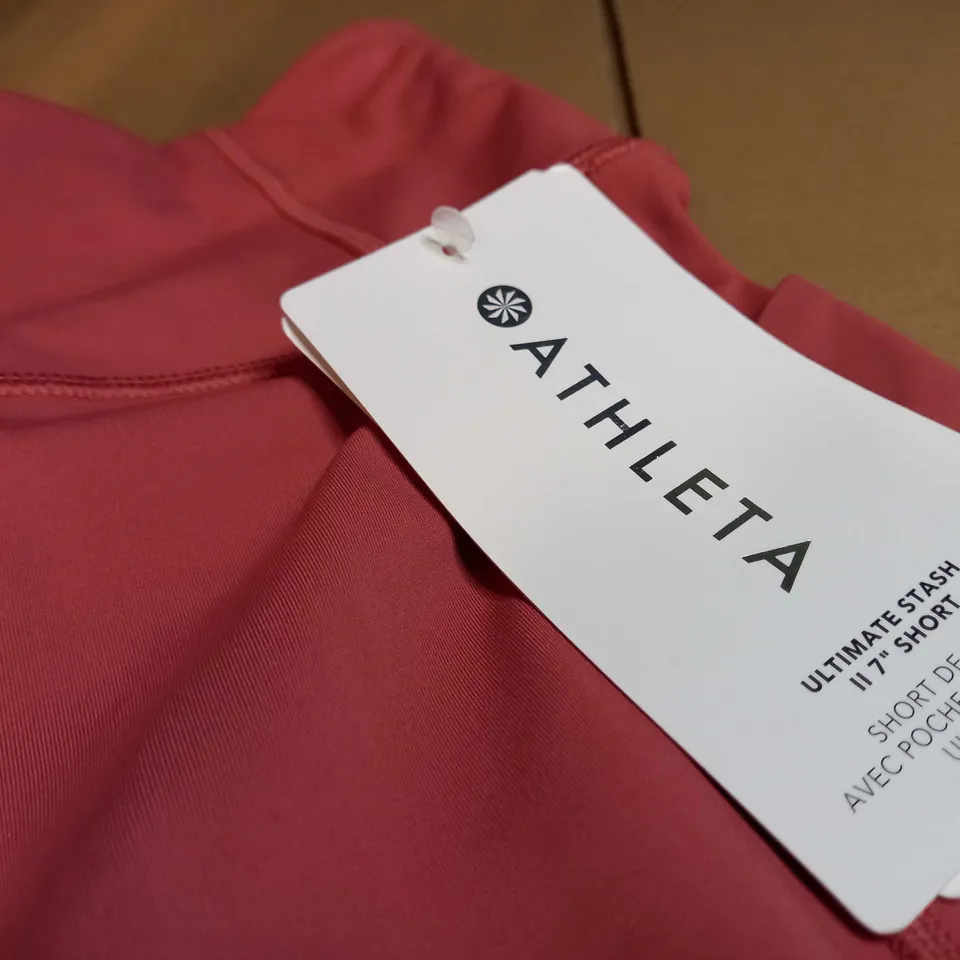 ATHLETA DUSTY BLUSH EXERCISE SHORTS - XXS