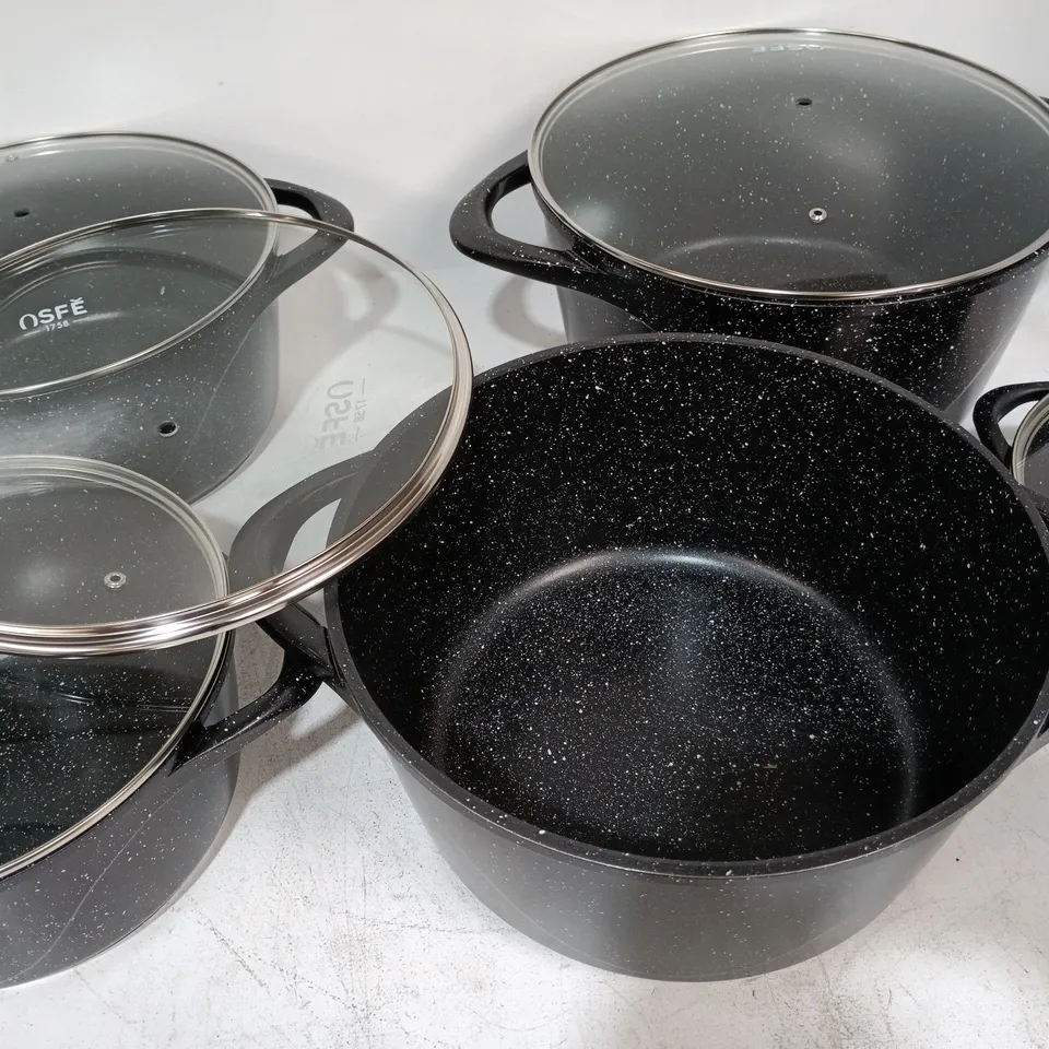5-PIECE NSFE ALUMINIUM PANS SET IN SPECKLED BLACK