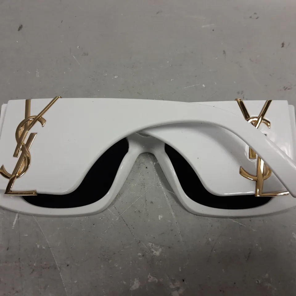 SAINT LAURENT YSL LOGO WHITE FRAMED SUNGLASSES 