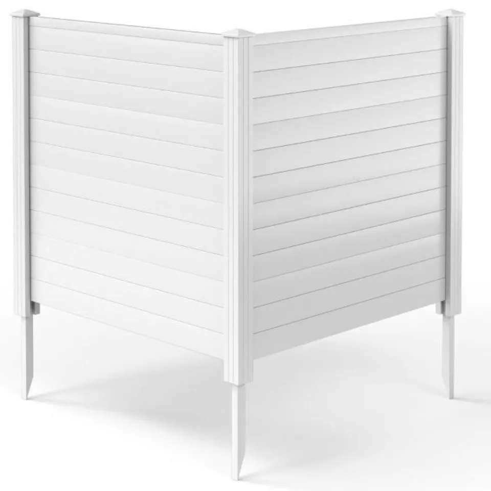 BOXED COSTWAY 2-PANEL OUTDOOR PICKET FENCE WITH 3 CUSPIDAL FOOT STAKES - WHITE