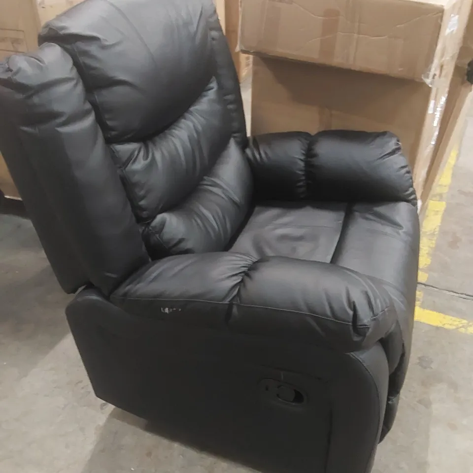 DESIGNER MANUAL RECLINER BLACK FAUX LEATHER CHAIR