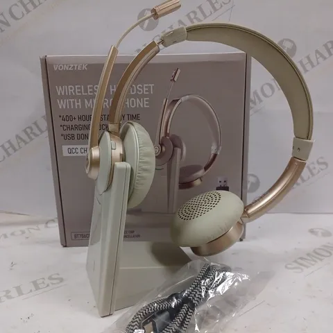 BOXED VONZTEK WIRELESS MICROPHONE HEADSET WITH CHARGING DOCK