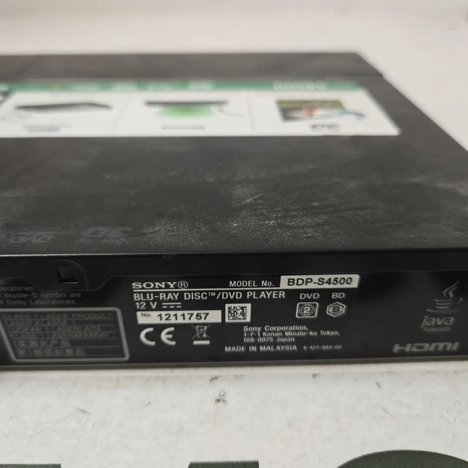 SONY BDP-S4500 BLU-RAY DISC/DVD PLAYER (BLACK)