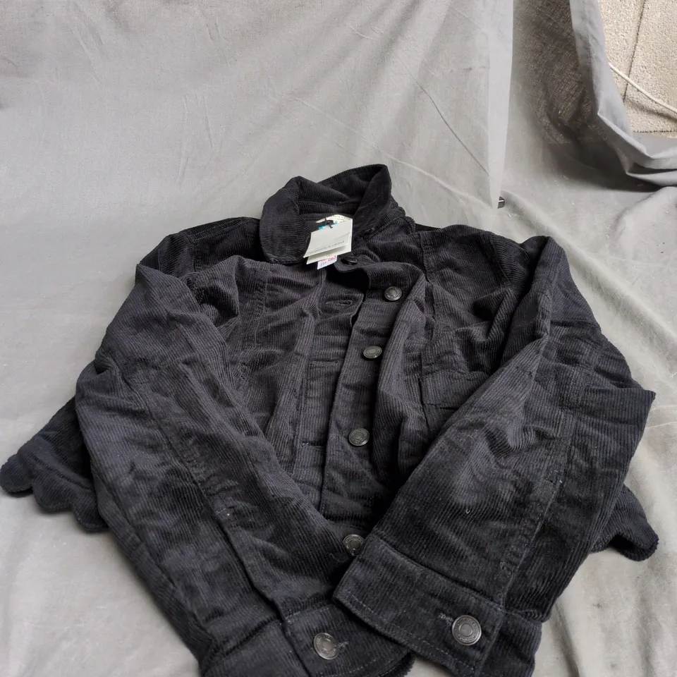 NOBODY'S CHILD SCALLOP CORD JACKET, BLACK – UK 12 (EU 40, USA 8)
