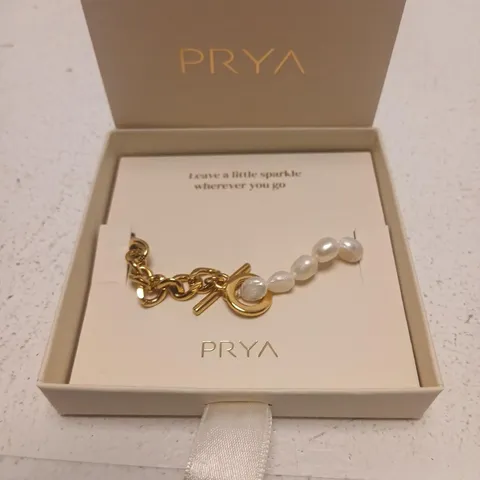 PRYA GOLD-TONE BRACELET WITH PEARL BEADS – BOXED