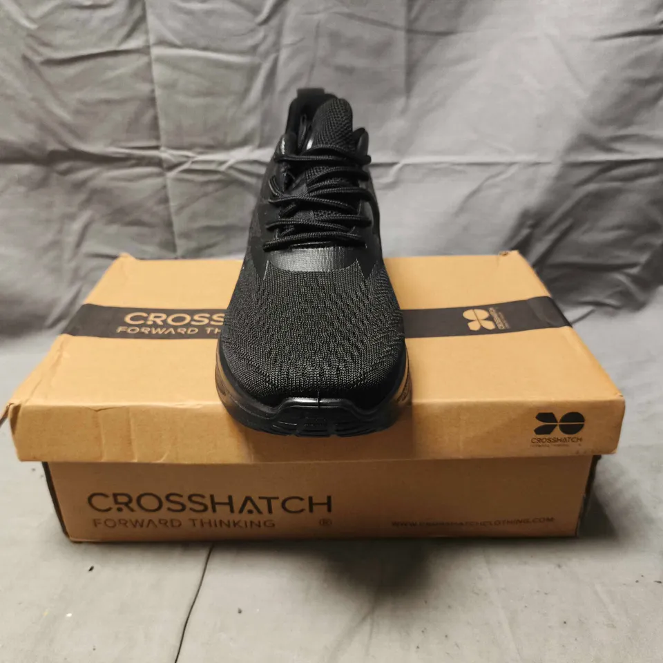 BOXED PAIR OF CROSSHATCH TRAINERS IN BLACK SIZE UK 9