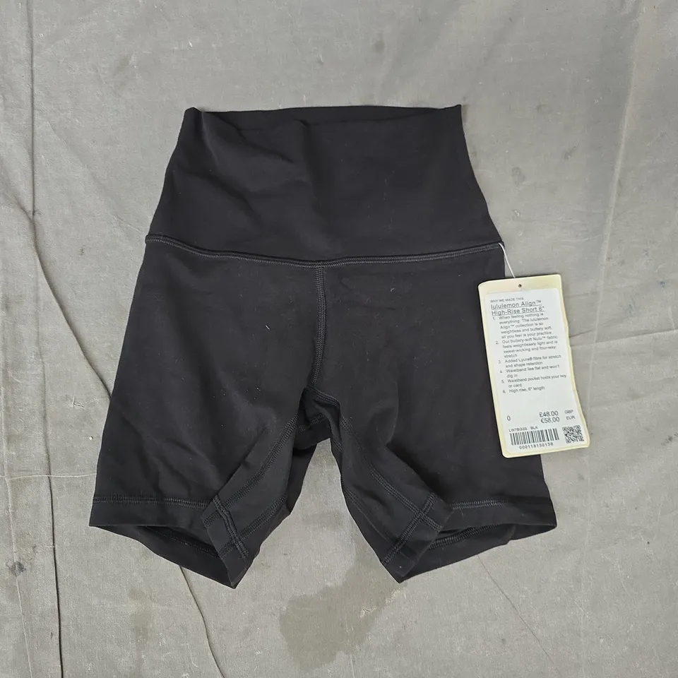 LULULEMON ALIGN HIGH RISE 6" SHORTS IN BLACK SIZE 0