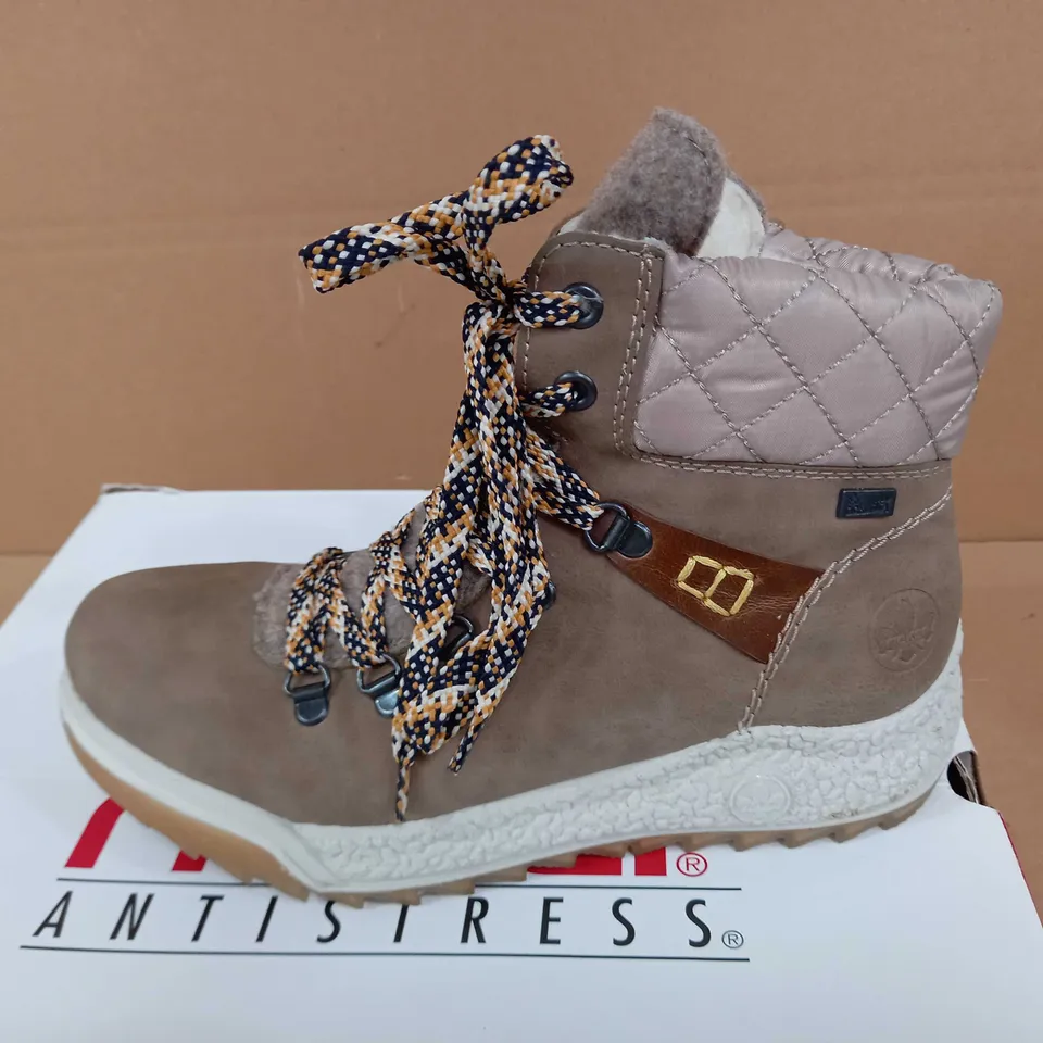 RIEKER TAUPE LACE UP BOOTS - SIZE 4