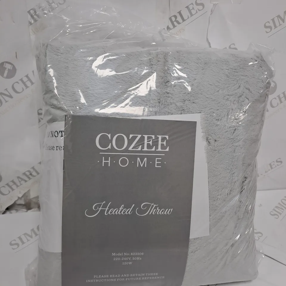 COZEE HOME VELVETSOFT HEATED THROW IN LIGHT GREY