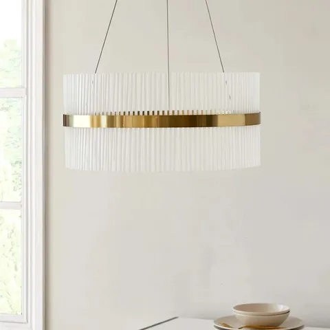 BOXED MILA BRUSHED BRASS ROUND HALO PENDANT 