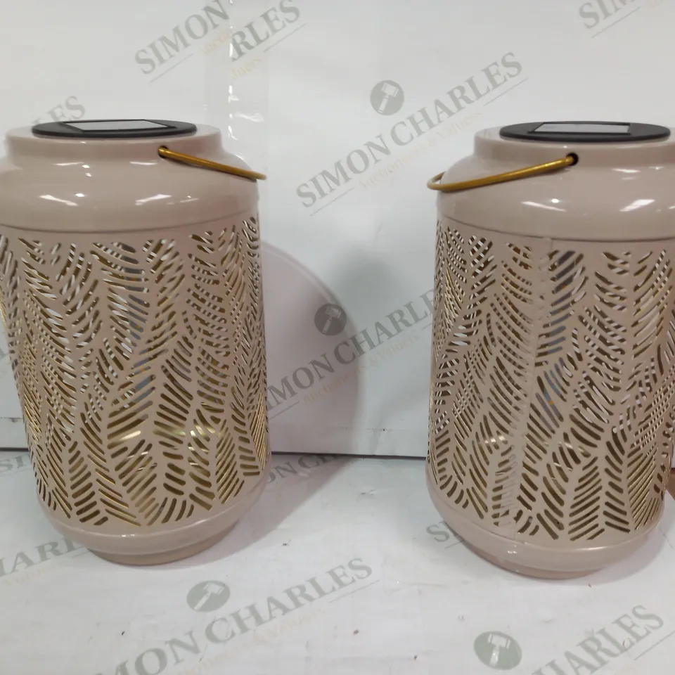 GARDEN REFLECTIONS SET OF 2 PATTERNED SOLAR LANTERNS