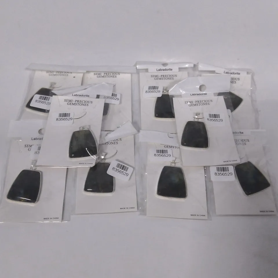 LOT OF 10 BRAND NEW SEMI-PRECIOUS GEMSTONES LABRADORITE NECKLACE PENDANTS