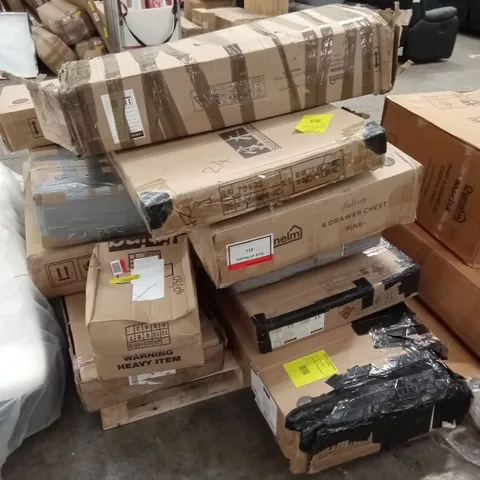 PALLET OF ASSORTED INCOMPLETE DESIGNER FURNITURE AND FURNITURE PARTS