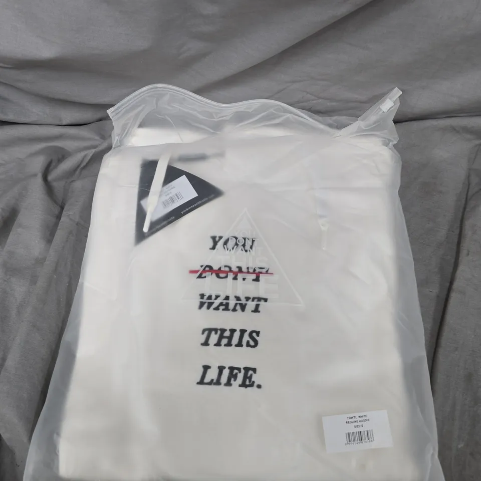 YOU DONT WANT THIS LIFE WHITE REDLINE HOODIE – SIZE S