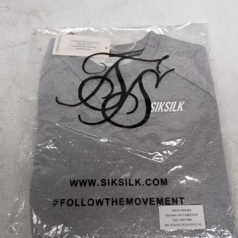 SIKSILK VAULT SWEATSHIRT – GREY MARL, UK 8 (XS)