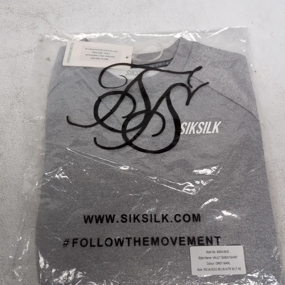 SIKSILK VAULT SWEATSHIRT – GREY MARL, UK 8 (XS)