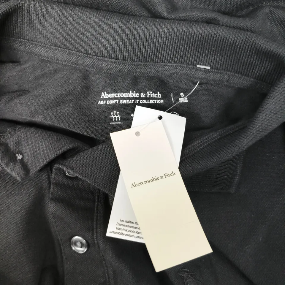 ABERCROMBIE & FITCH BLACK LONG-SLEEVE POLO SHIRT – MEN'S, SIZE S (A&F DON'T SWEAT IT COLLECTION)