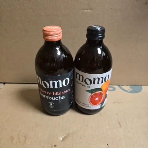 MOMO KAMBUCHA 12 PACK (RASPBERRY-HIBISCUS & CARMELO BLOOD ORANGE) (330ML)