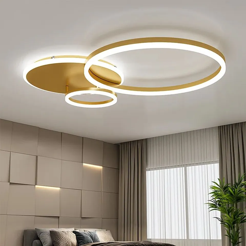 BOXED ARYASH 3 LIGHT 65CM CLASSIC GOLDEN LOOPS LED INTEGRATED FLUSH MOUNT 