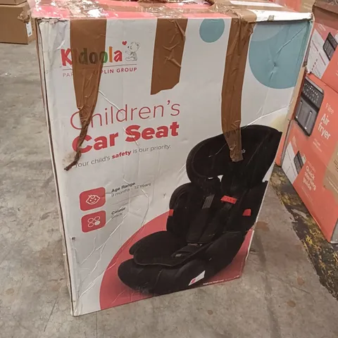 BOXED KIDOOLA CHILDREN'S CAR SEAT - BLACK (1 BOX)