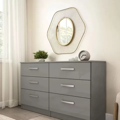 BOXED BIRLEA LYNX 6 DRAWER CHEST - GREY (1 BOX)