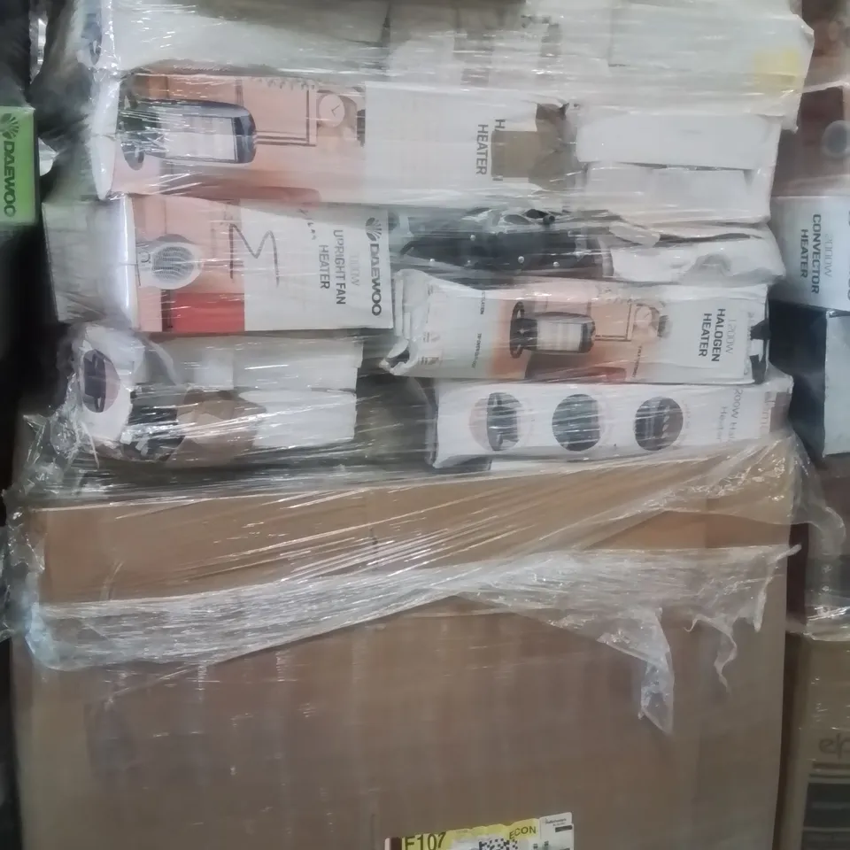 PALLET CONTAINING VARIOUS ELECTRICAL ITEMS AND HOUSEHOLD PRODUCTS TO INCLUDE:2000W HALOGEN HEATER,1200W HEATER