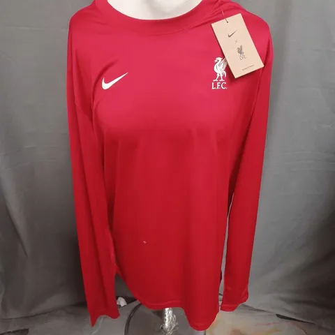 NIKE DRI-FIT LFC LONG SLEEVE TEE IN RED SIZE M