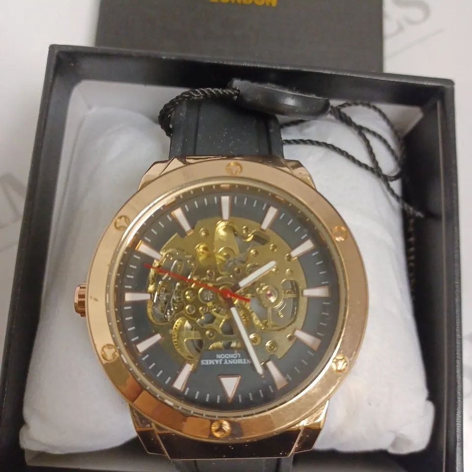 BOXED ANTHONY JAMES LIMITED EDITION EXPEDITE WATCH - BLACK & GOLD