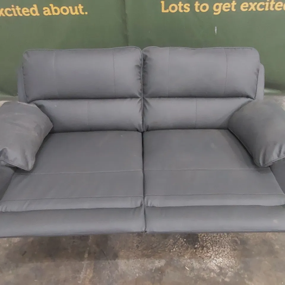 QUALITY DESIGNER 3 SEATER FAUX LEATHER MANUAL RECLINER SOFA - GREY