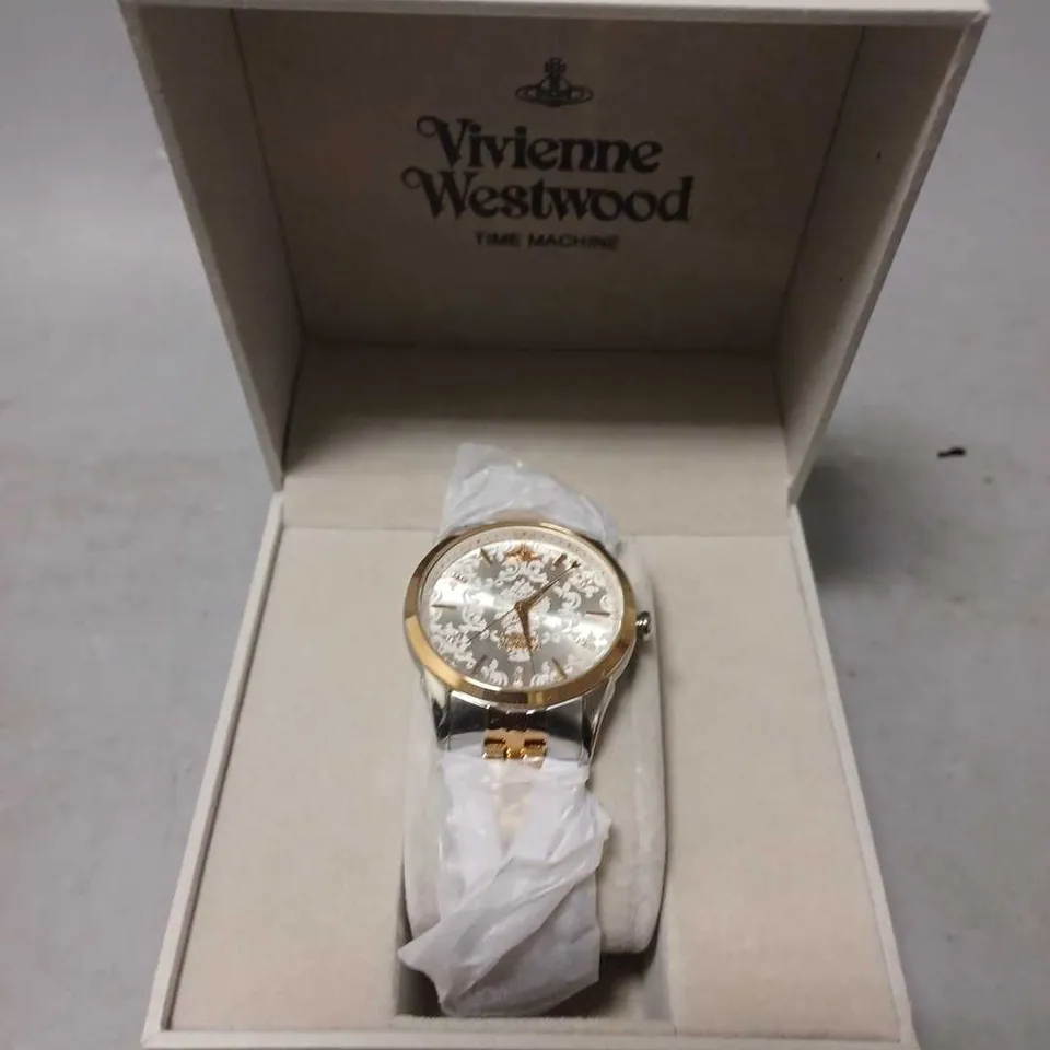 BOXED VIVIENNE WESTWOOD WALLACE QUARTZ TWO TONE ROSE GOLD SILVER STAINLESS STEEL LADIES’ WATCH