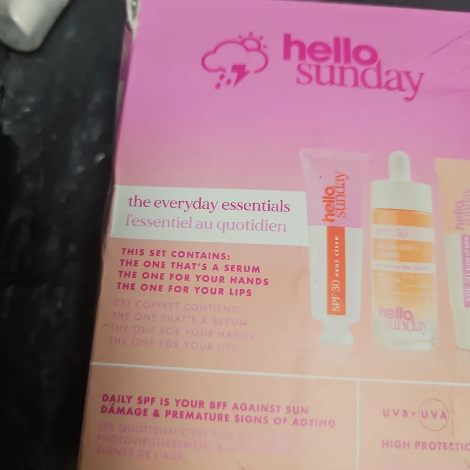 HELLO SUNDAY EVERYDAY ESSENTIALS SPF 30 HAND CREAM + SPF 50 SERUM & SPF 50 LIP BALM – SKINCARE SET