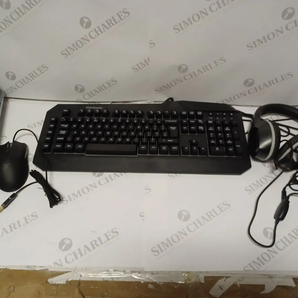 BLACKWEB 4-IN-1 GAMING KIT INCLUDING WIRED MOUSE, WIRED KEYBOARD AND HEADSET