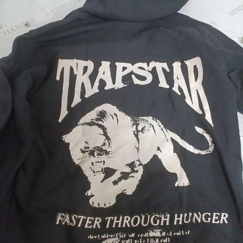 TRAPSTAR BLACK PULL OVER HOODIE - MEDIUM