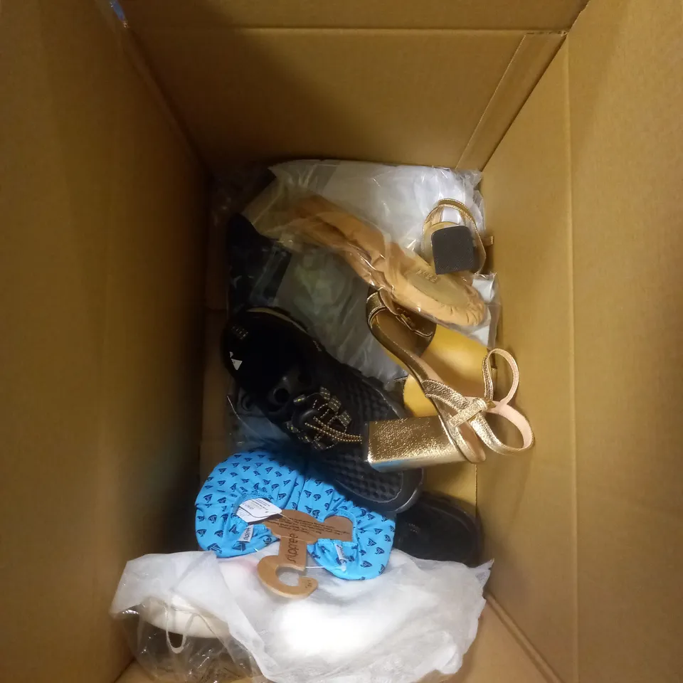 APPROXIMATELY 10 PAIRS OF SHOES. ASSORTED COLOURS, SIZES AND STYLES