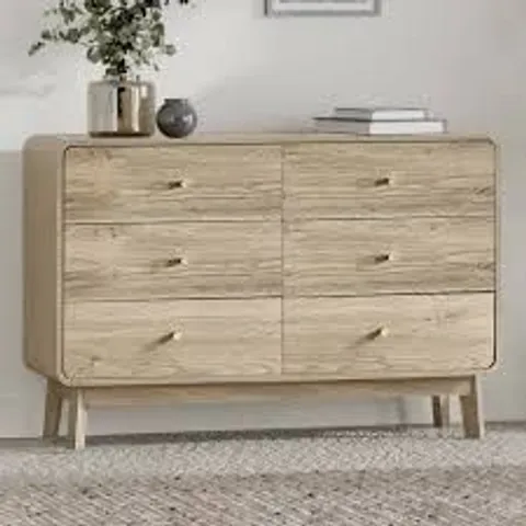 BOXED JULIAN BOWEN INGRID 6 DRAWER DRESSER - OAK (1 BOX)