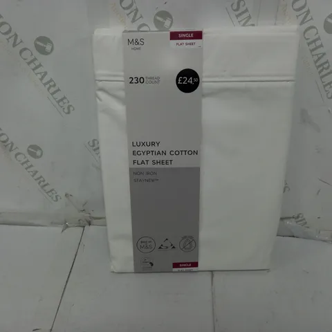 M&S SINGLE FALT SHEET EYPTAIN COTTON