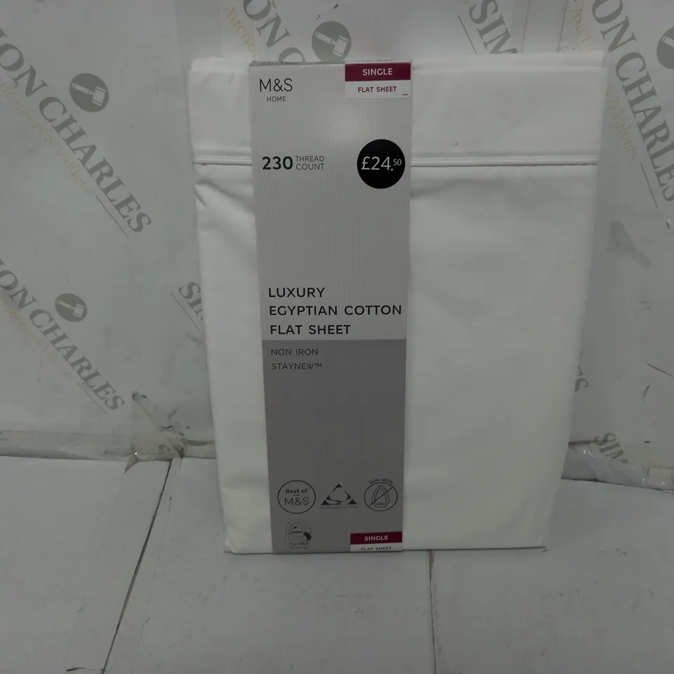 M&S SINGLE FALT SHEET EYPTAIN COTTON