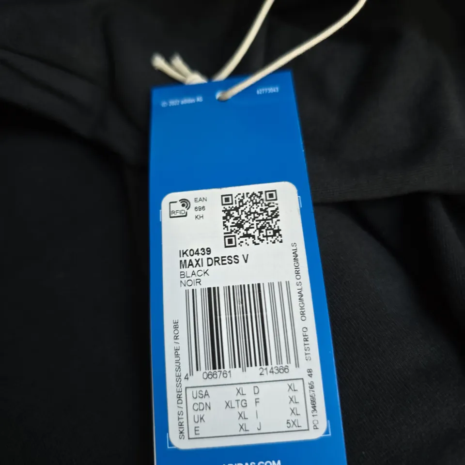ADIDAS MAXI DRESS V – BLACK, SIZE XL (TAG ATTACHED)