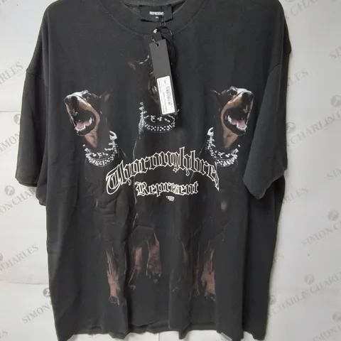 REPRESENT THOROUGHBRED JERSEY T-SHIRT IN VINTAGE BLACK - XXL
