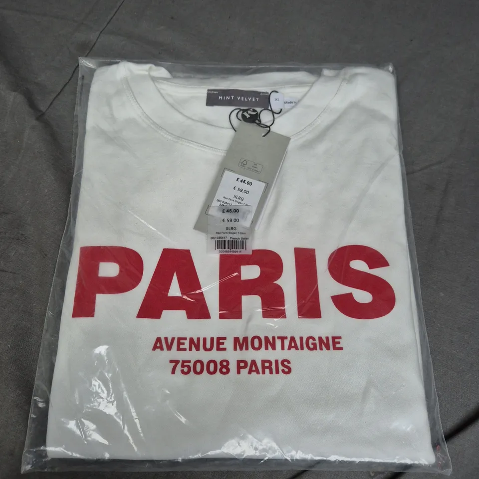 MINT VELVET RED PARIS SLOGAN T-SHIRT - XL