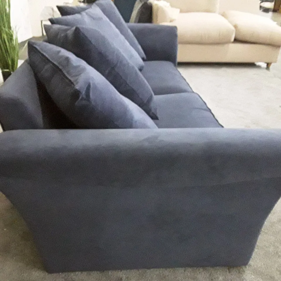 QUALITY DESIGNER 3 SEATER SOFA - DARK BLUE FABRIC  