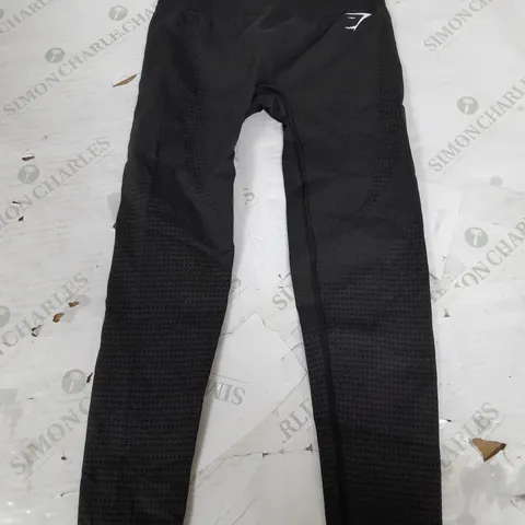 GYMSHARK BLACK STRETCH LEGGINGS IN BLACK - SMALL